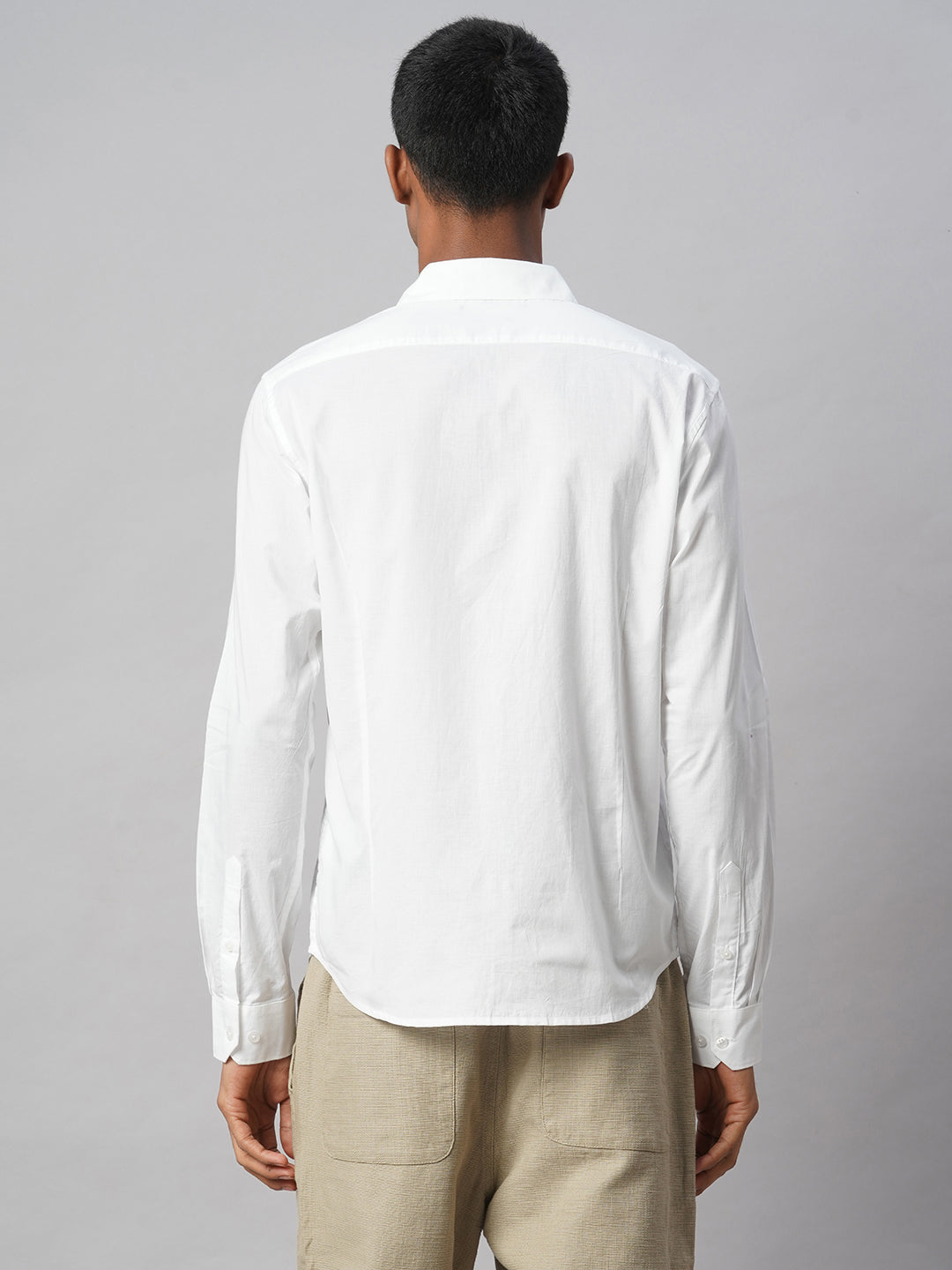 Men's White 100% Cotton Slim Fit Shirt
