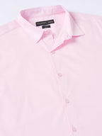 Men's Pink Cotton Lycra Slim Fit Shirt
