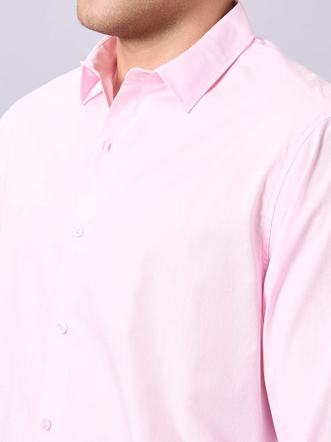 Men's Pink Cotton Lycra Slim Fit Shirt