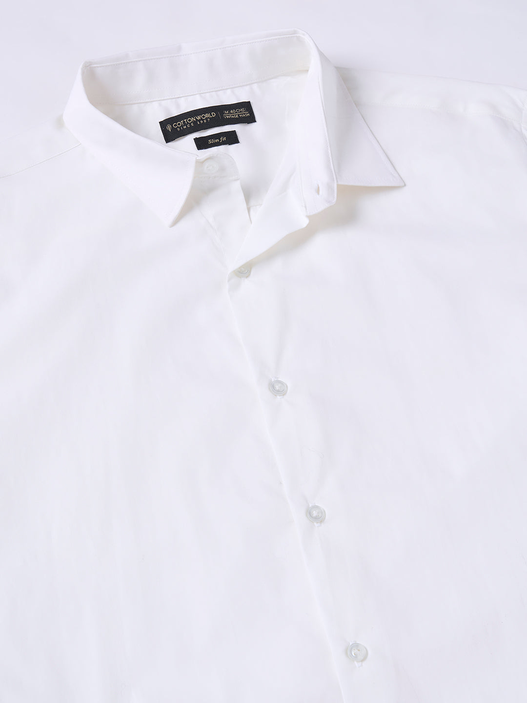 Men's White Cotton Lycra Slim Fit Shirt