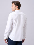 Men's White Cotton Lycra Slim Fit Shirt