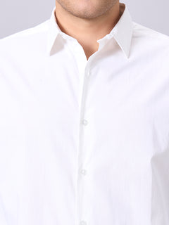 Men’s Cotton Lycra Slim Fit Regular Collar Shirt White