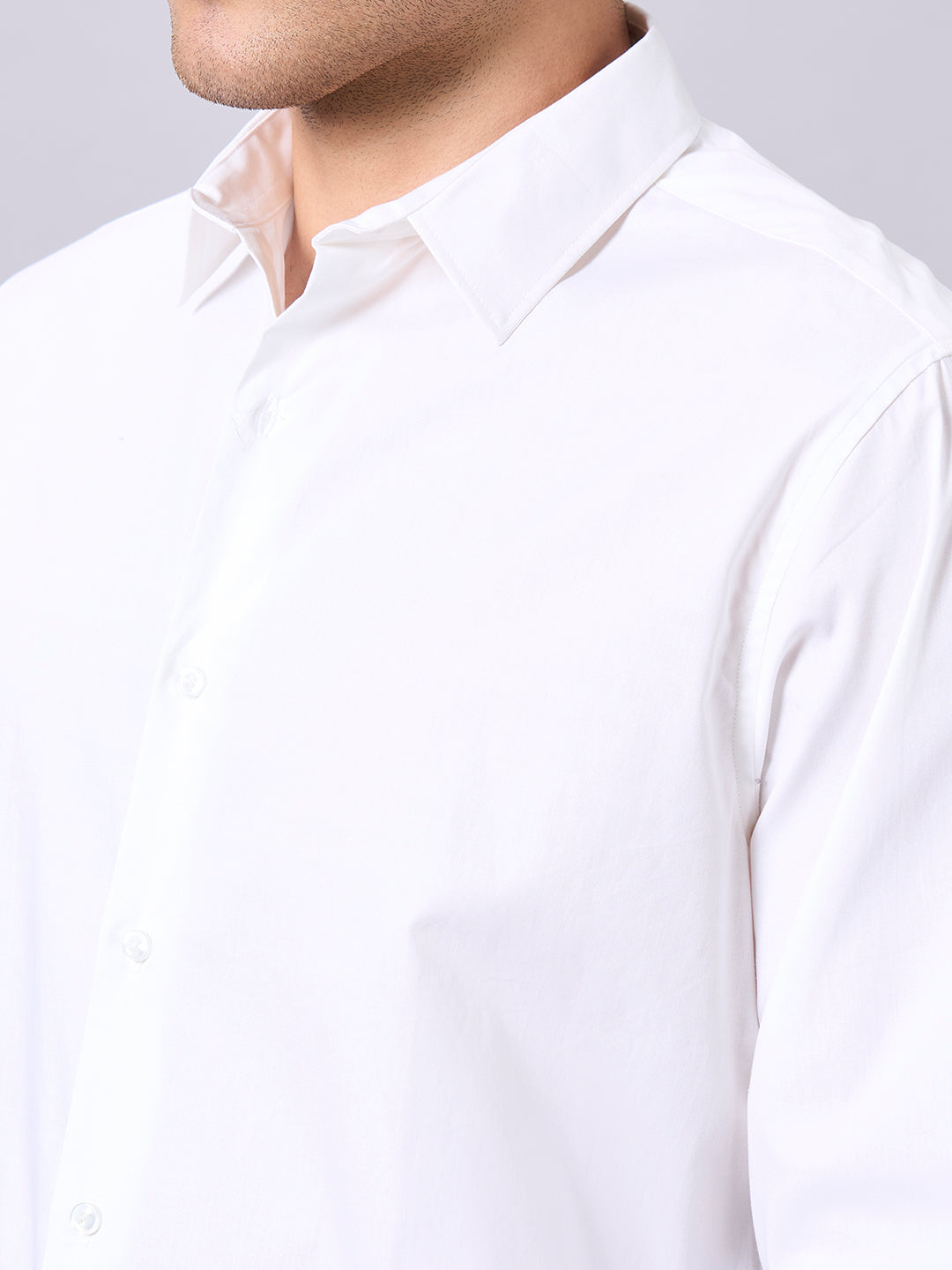 Men's White Cotton Lycra Slim Fit Shirt