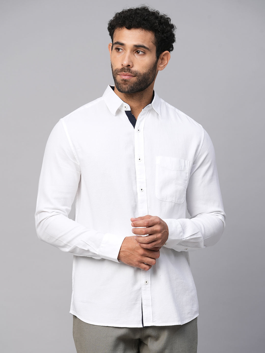 Men's Cotton White B Regular Fit Shirt