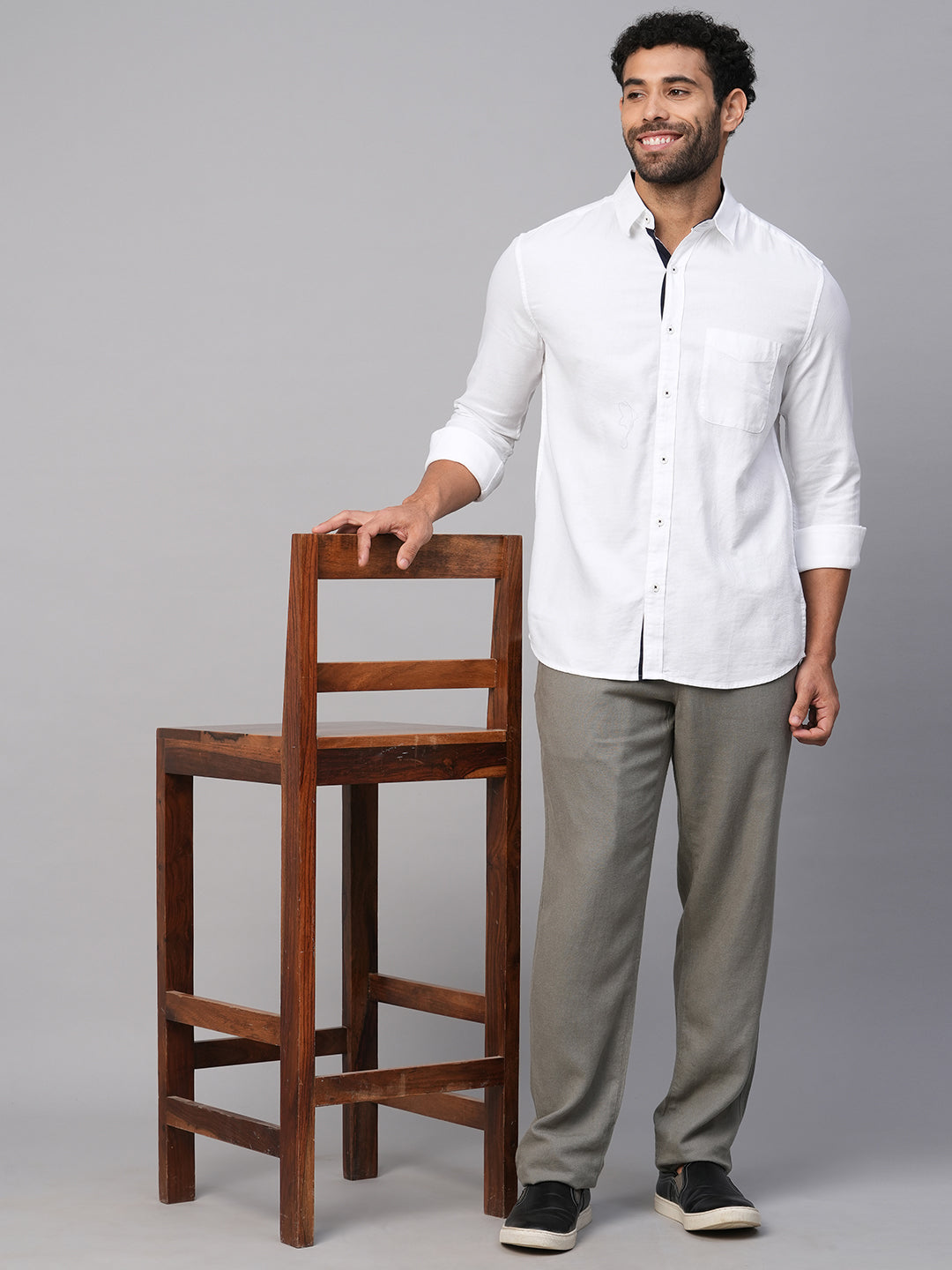 Men's Cotton White B Regular Fit Shirt