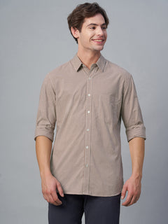 Men's 100% Cotton Checked Shirt Brown