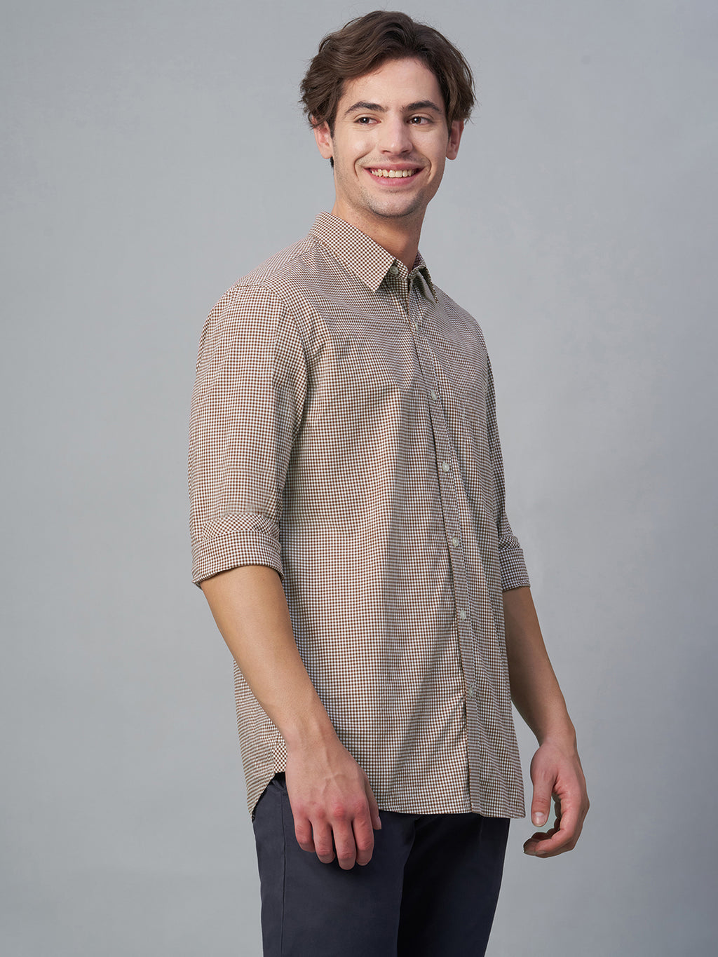 Men's Brown 100% Cotton Regular Fit Shirt