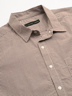 Men's 100% Cotton Checked Shirt Brown