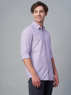 Men's Lilac 100% Cotton Regular Fit Shirt