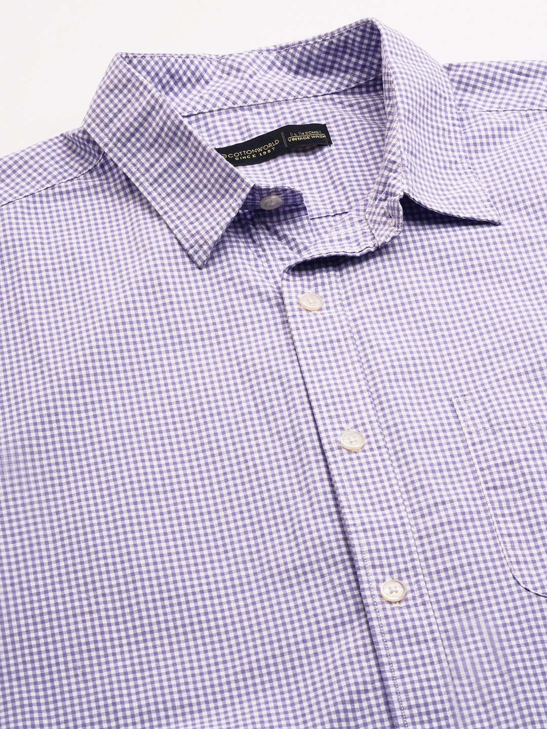 Men's Lilac 100% Cotton Regular Fit Shirt