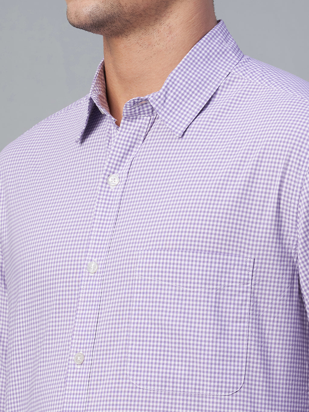 Men's Lilac 100% Cotton Regular Fit Shirt