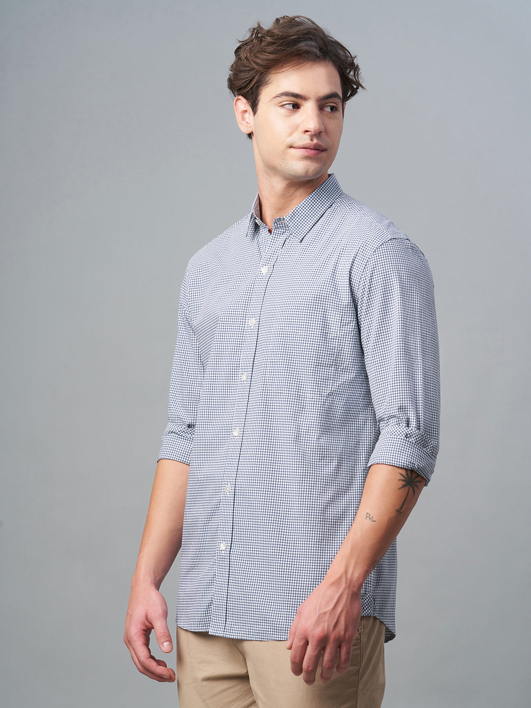 Men's Navy 100% Cotton Regular Fit Shirt