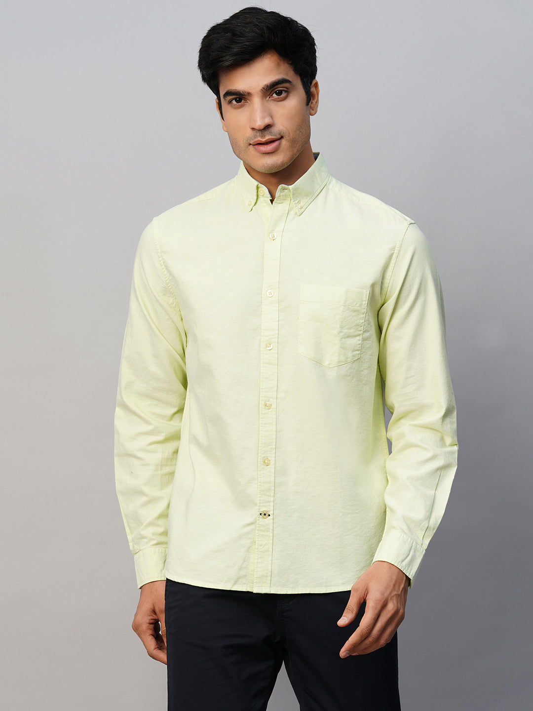 Men's Green Cotton Regular Fit Shirt