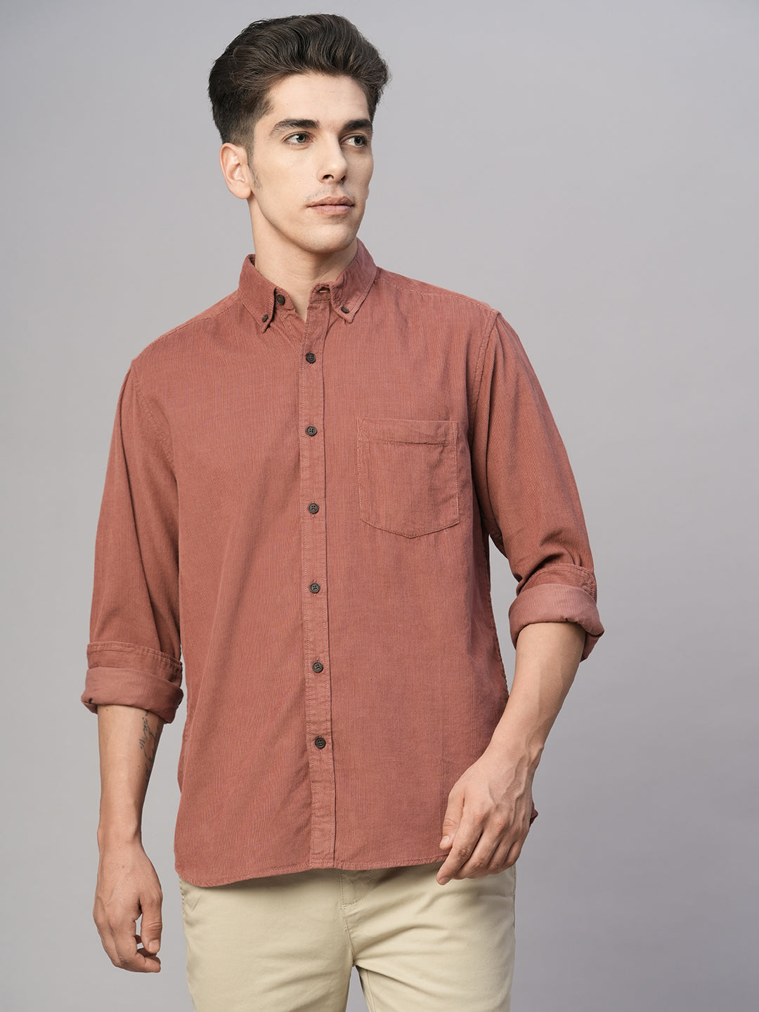 Men's Brick Cotton Regular Fit Shirt