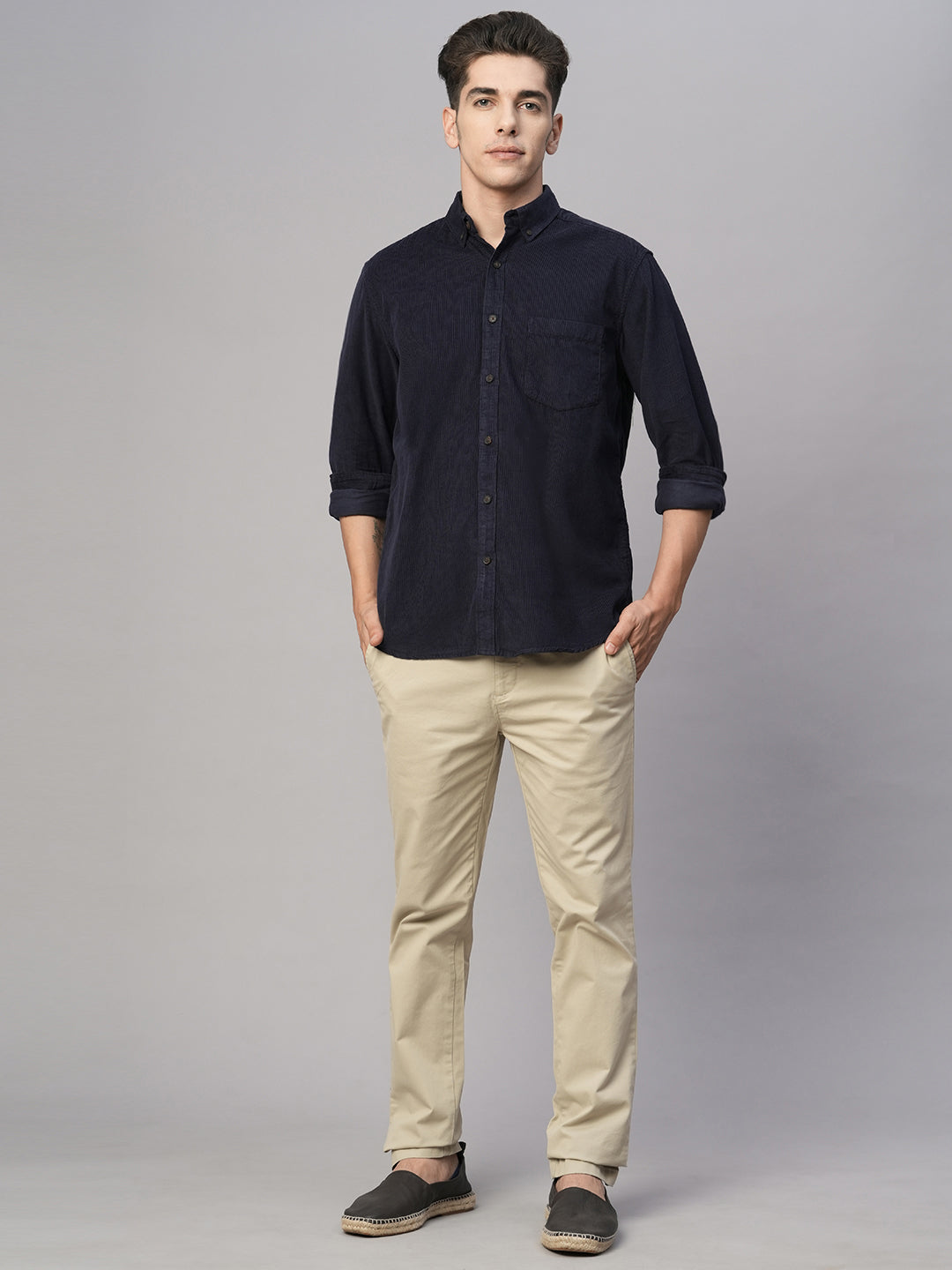 Men's Navy Cotton Regular Fit Shirt