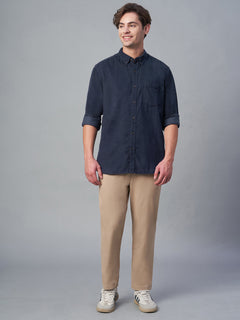 Men’s Cotton Regular Fit Corduroy Shirt Navy