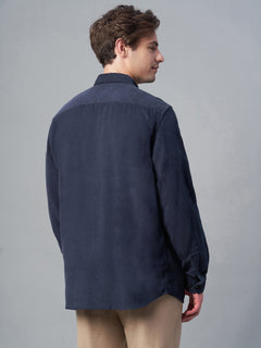 Men’s Cotton Regular Fit Corduroy Shirt Navy