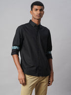 Men's Black 100% Cotton Regular Fit Shirt