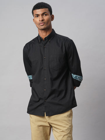 Men's Black 100% Cotton Regular Fit Shirt