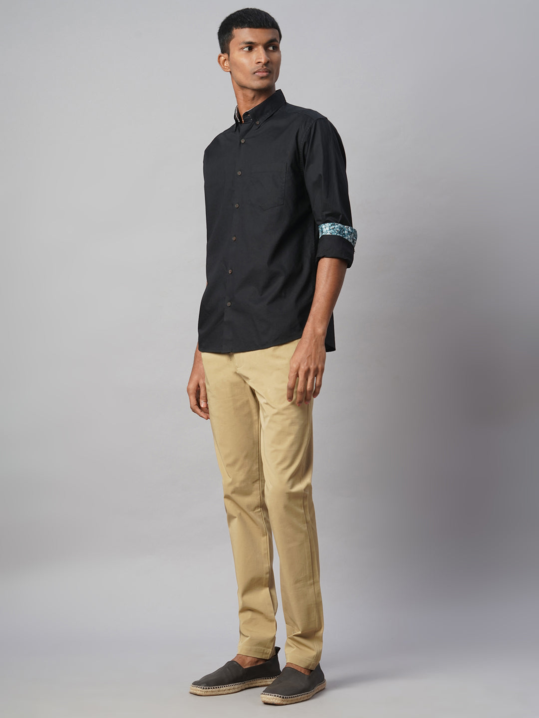 Men's Black 100% Cotton Regular Fit Shirt