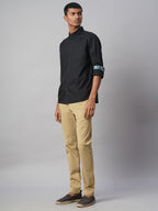 Men's Black 100% Cotton Regular Fit Shirt
