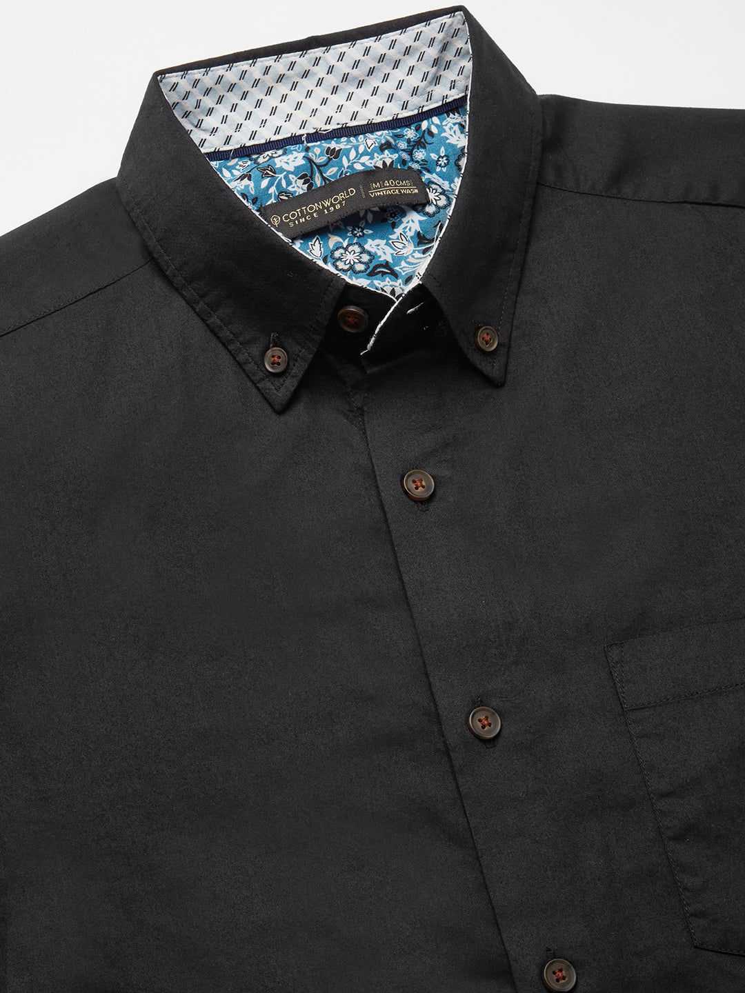 Men's Black 100% Cotton Regular Fit Shirt