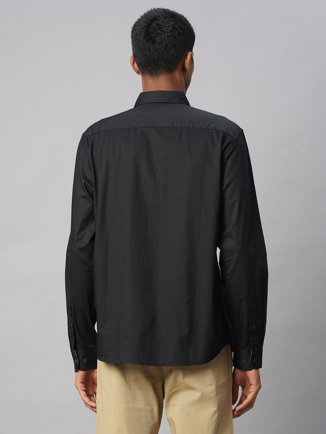 Men's Black 100% Cotton Regular Fit Shirt