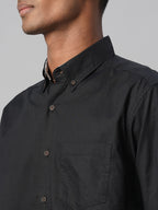 Men's Black 100% Cotton Regular Fit Shirt