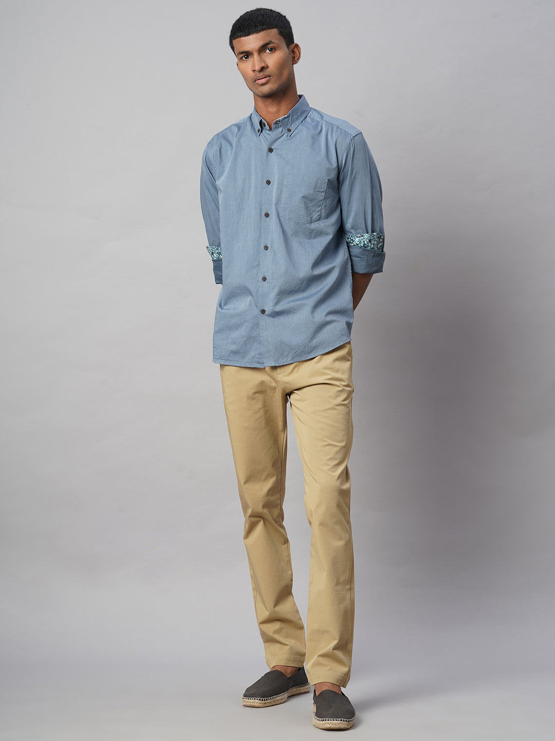 Men's Blue 100% Cotton Regular Fit Shirt