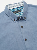 Men's Blue 100% Cotton Regular Fit Shirt