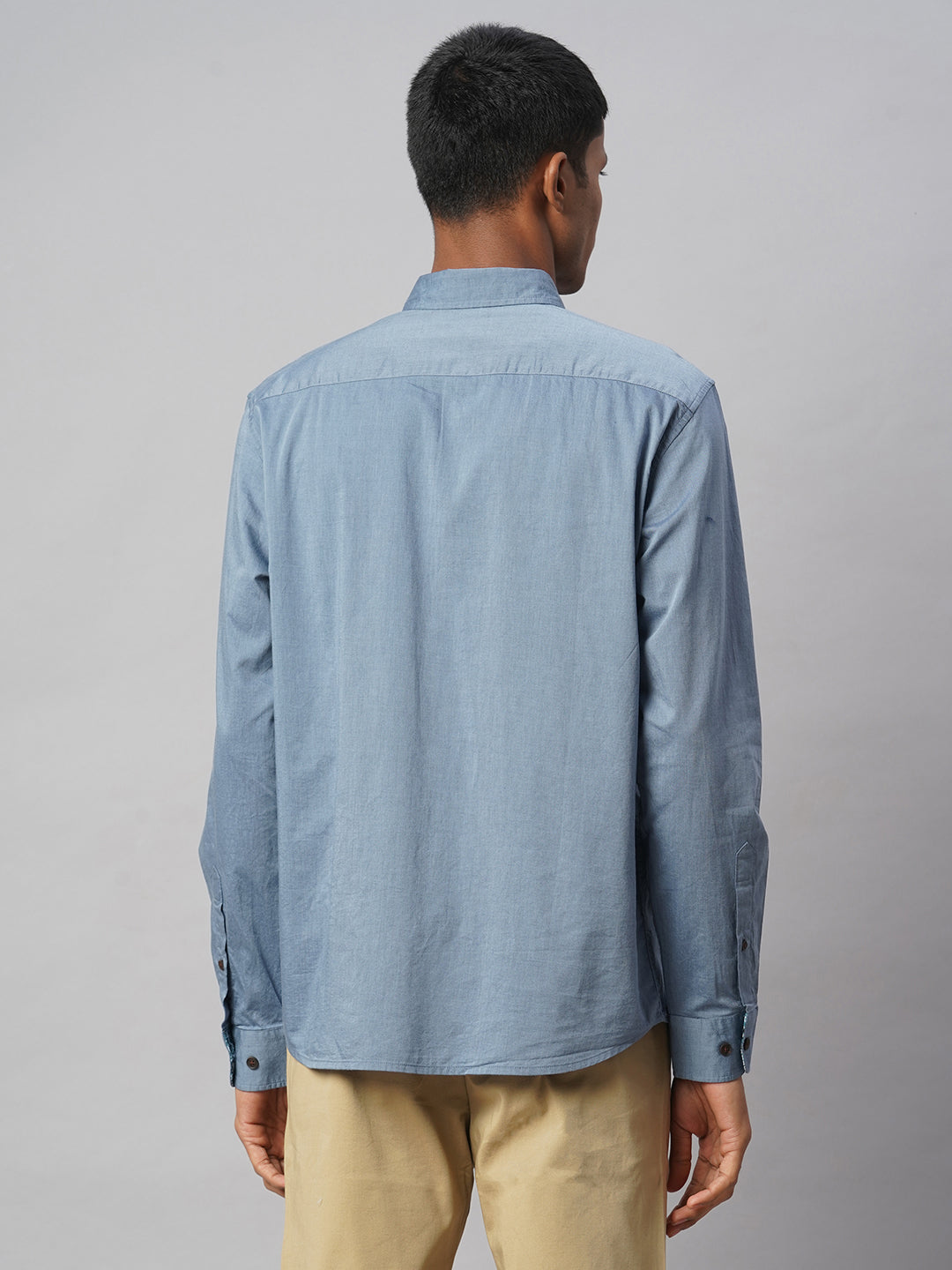 Men's Blue 100% Cotton Regular Fit Shirt