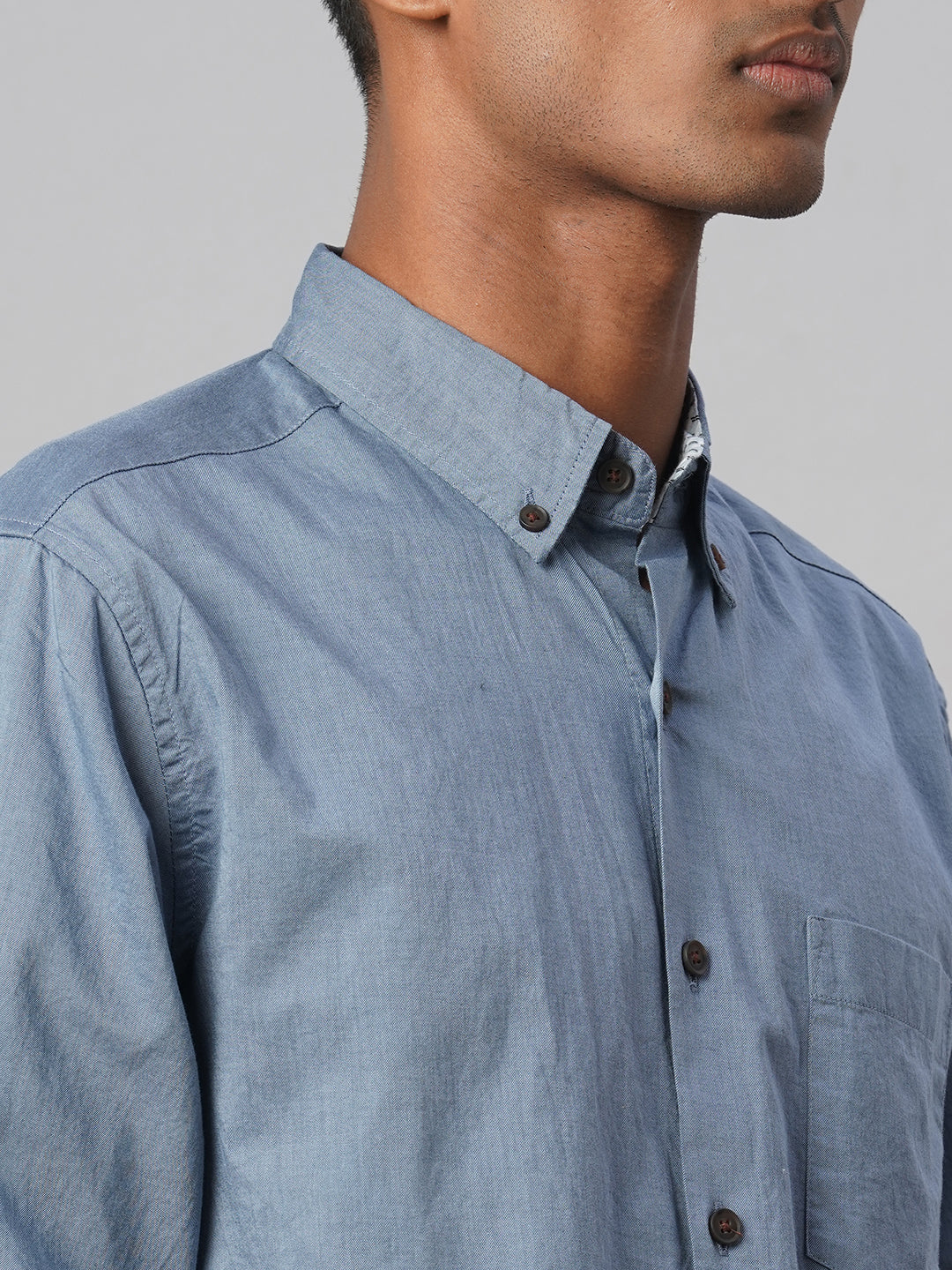 Men's Blue 100% Cotton Regular Fit Shirt