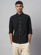 Men's Black 100% Cotton Regular Fit Shirt