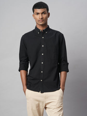 Men's Black 100% Cotton Regular Fit Shirt