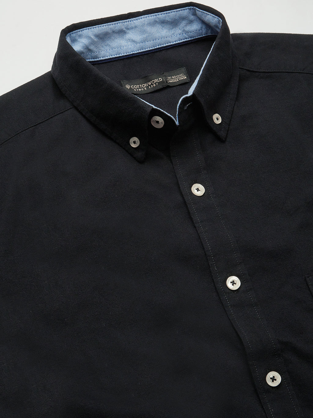 Men's Black 100% Cotton Regular Fit Shirt