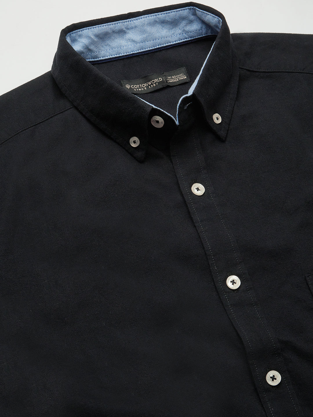 Men's Black 100% Cotton Regular Fit Shirt