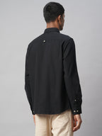 Men's Black 100% Cotton Regular Fit Shirt