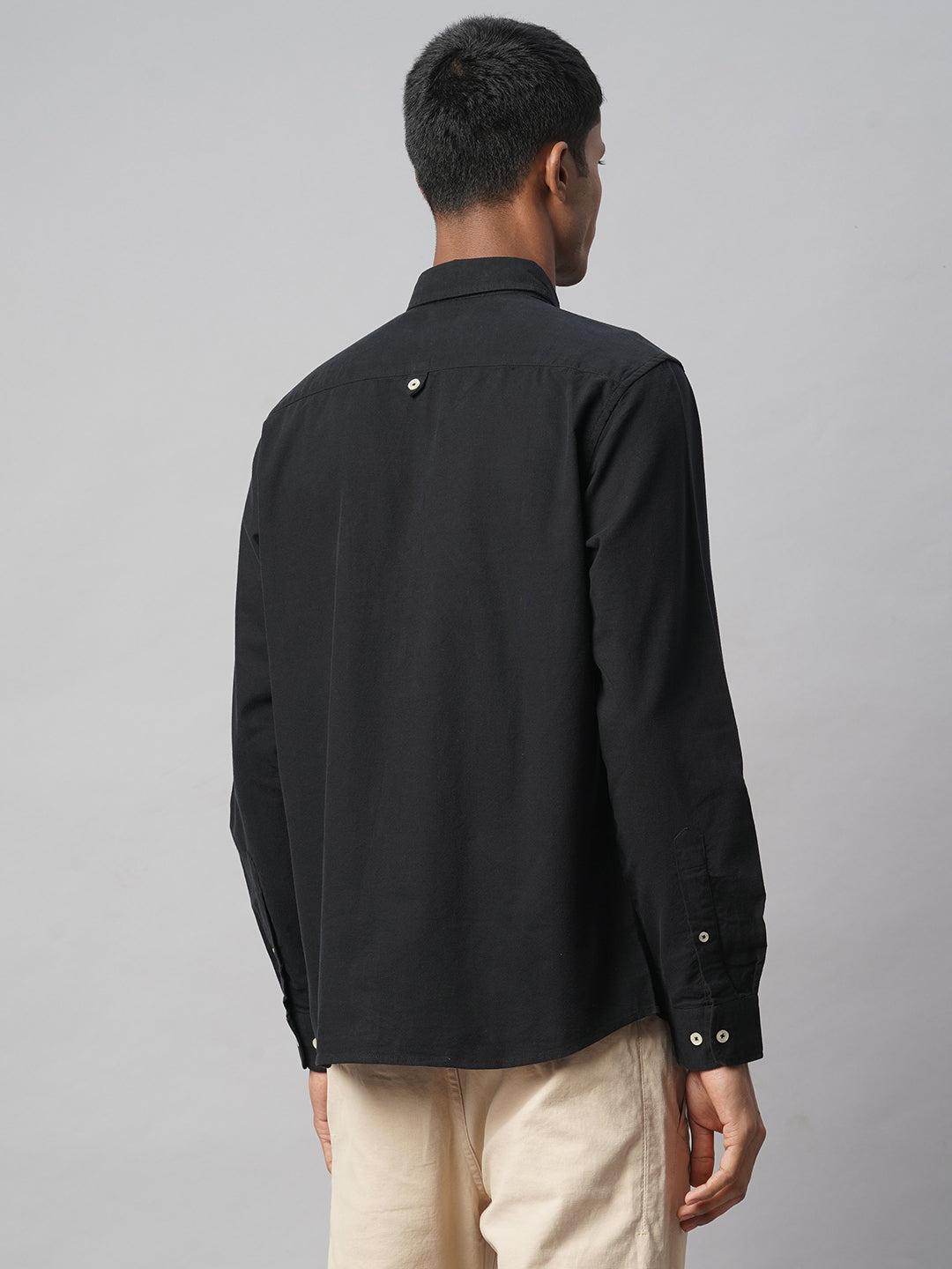 Men's Black 100% Cotton Regular Fit Shirt