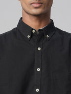 Men's Black 100% Cotton Regular Fit Shirt