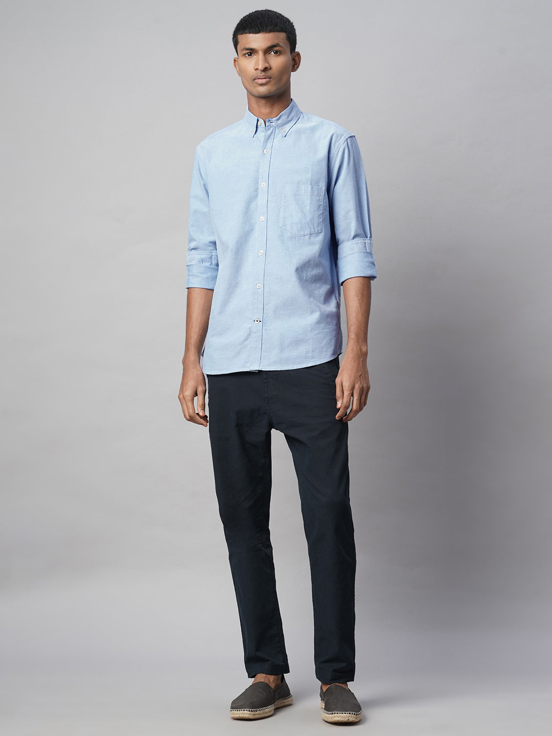 Men's Blue 100% Cotton Regular Fit Shirt