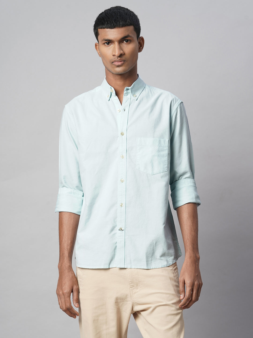 Men's Mint 100% Cotton Regular Fit Shirt