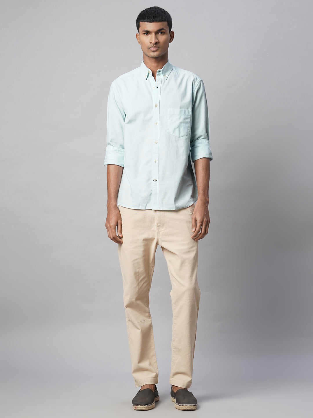 Men's Mint 100% Cotton Regular Fit Shirt