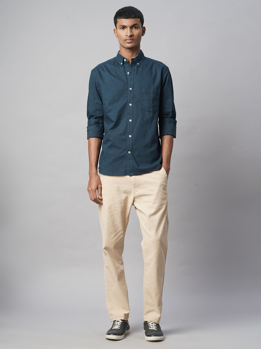 Men's Navy 100% Cotton Regular Fit Shirt