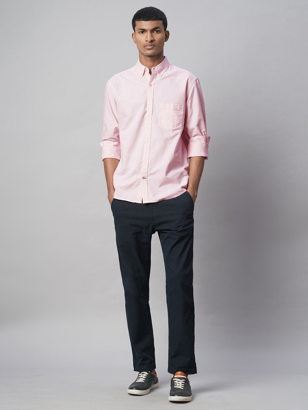 Men's Pink 100% Cotton Regular Fit Shirt