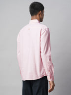 Men's Pink 100% Cotton Regular Fit Shirt