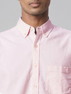 Men's Pink 100% Cotton Regular Fit Shirt