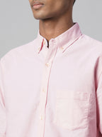 Men's Pink 100% Cotton Regular Fit Shirt