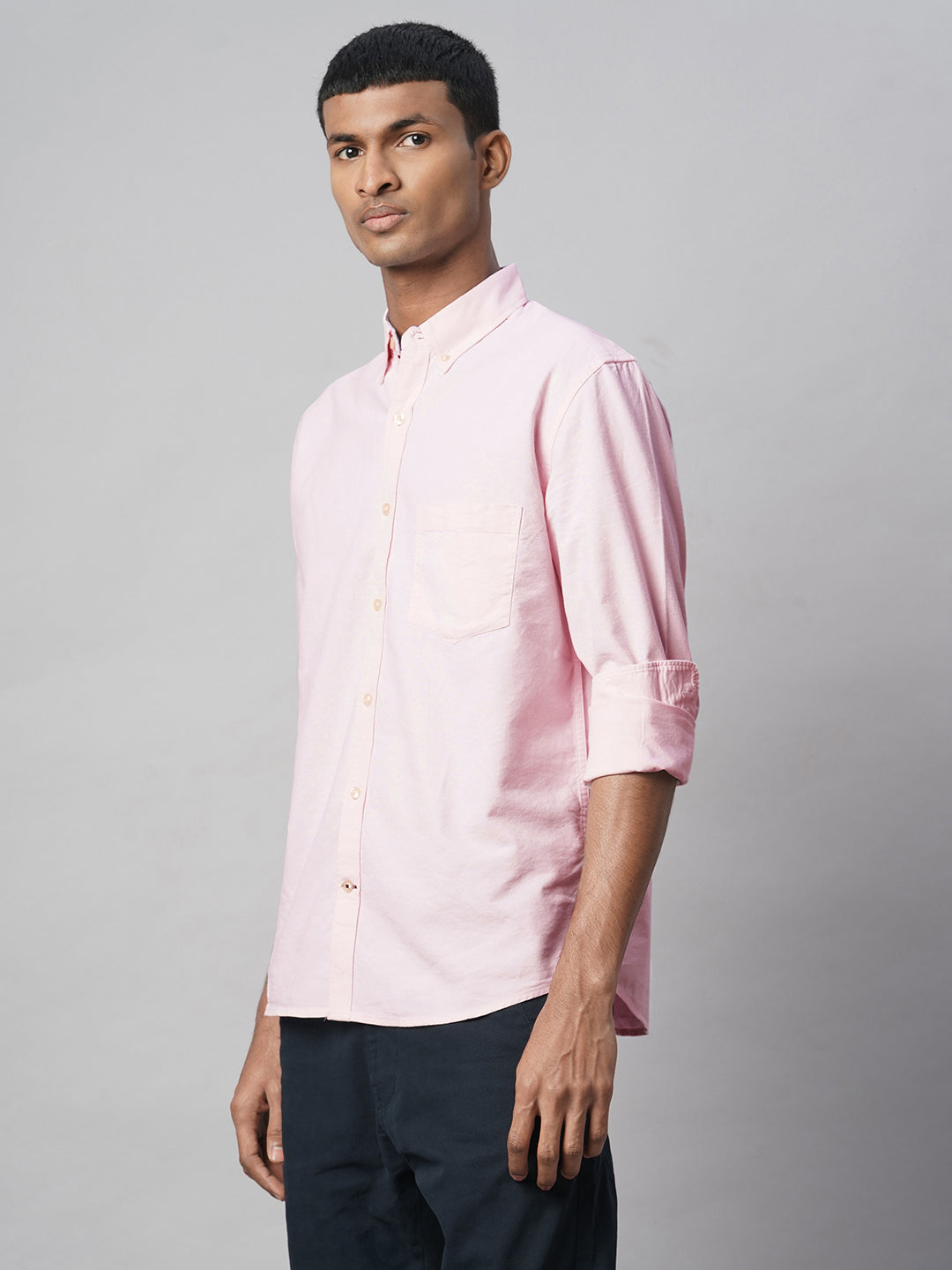 Men's Pink 100% Cotton Regular Fit Shirt
