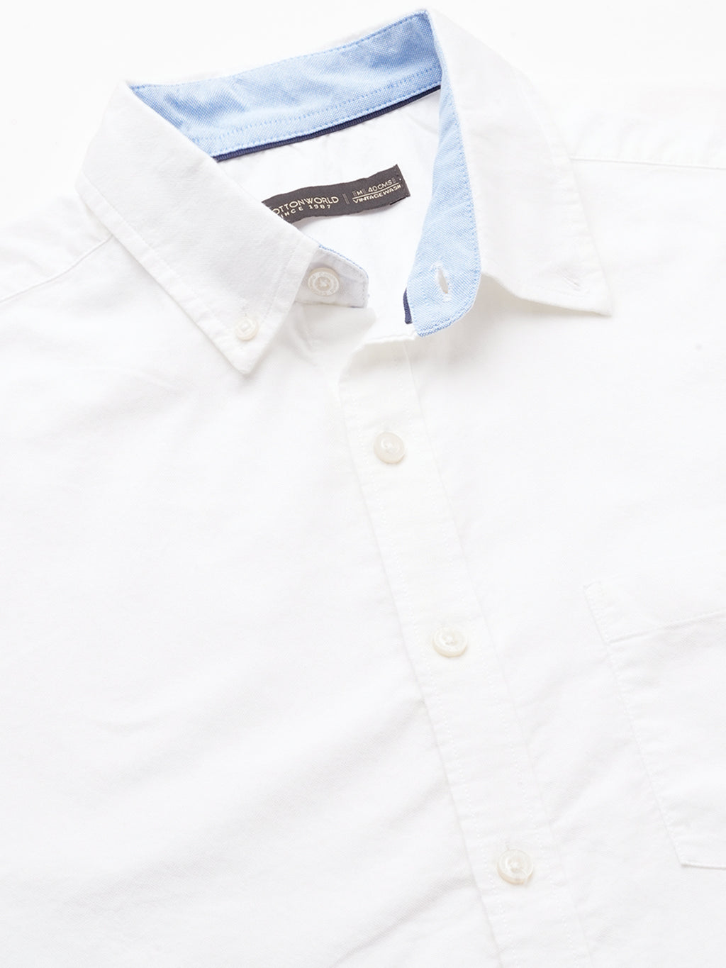 Men's White 100% Cotton Regular Fit Shirt
