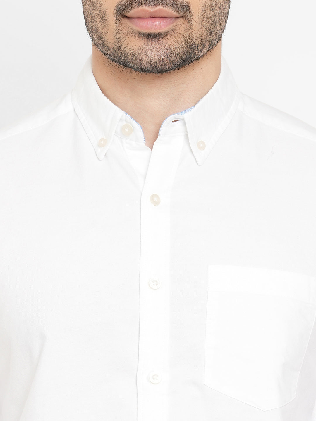 Men's White 100% Cotton Regular Fit Shirt